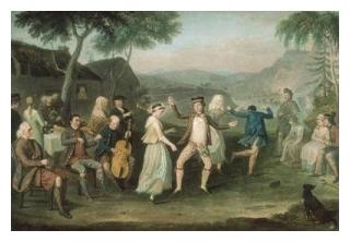 Painting of Scotts dancing the Foursome reel